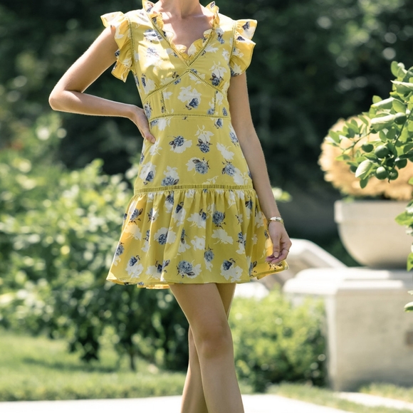 J.O.A. Yellow Floral Print Dress - Picture 3 of 9